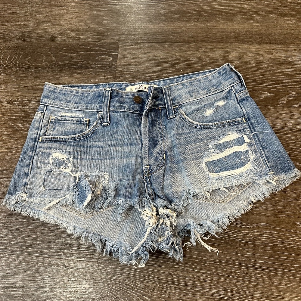 Distressed hollister co jean shorts